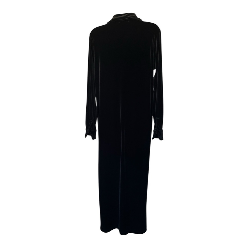 Ralph Lauren Vintage Black Velvet Maxi Shirt Dress Minimalist Quiet Luxury Small - Picture 3 of 7